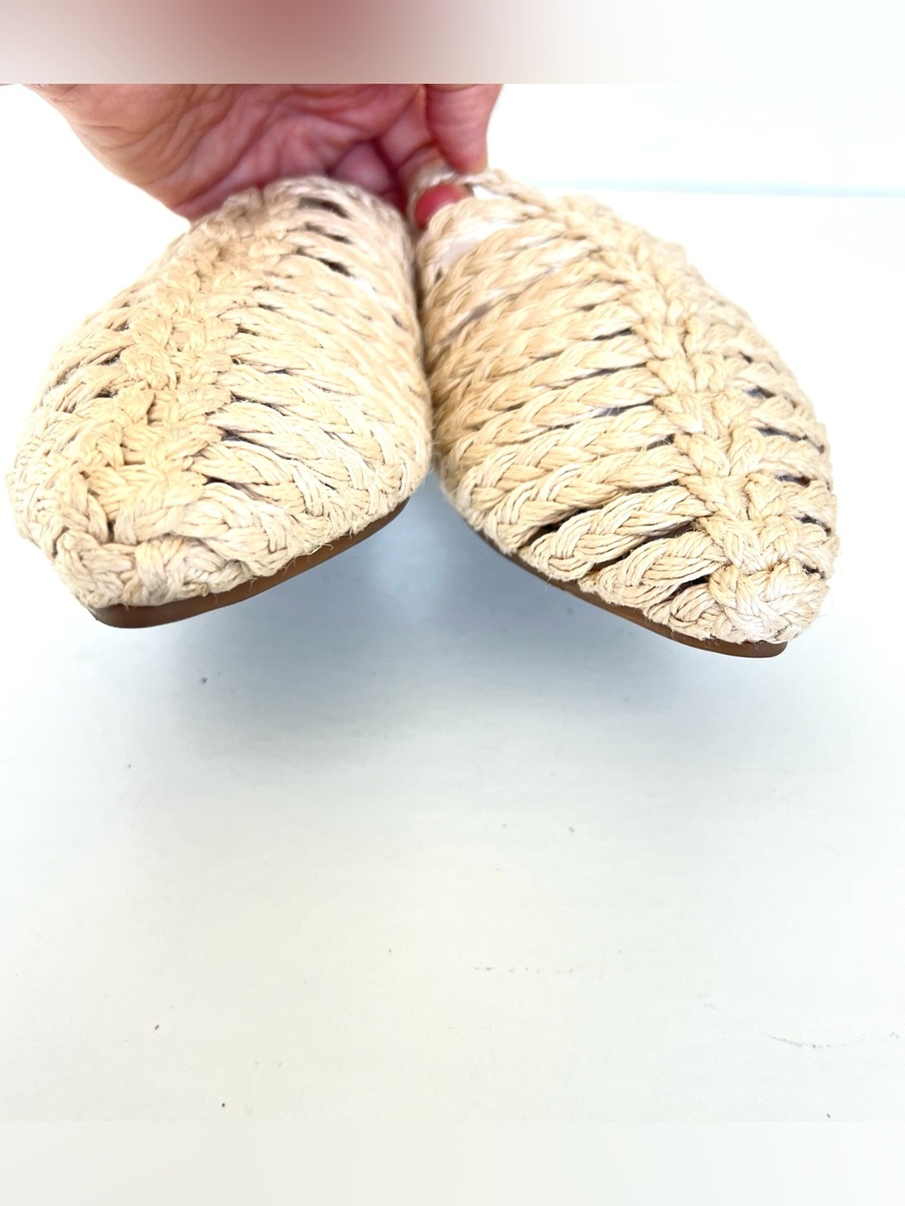 SAM EDELMAN Circus Cream Braided Pointy Closed Toe Summer Boho Ballet Flats Sz 8 - Picture 8 of 12